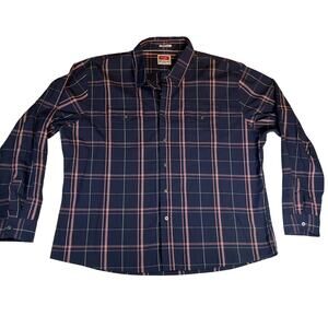 Wrangler Flex for Comfort Button Down Shirt Men 3XL Blue Pink Plaid Long Sleeve